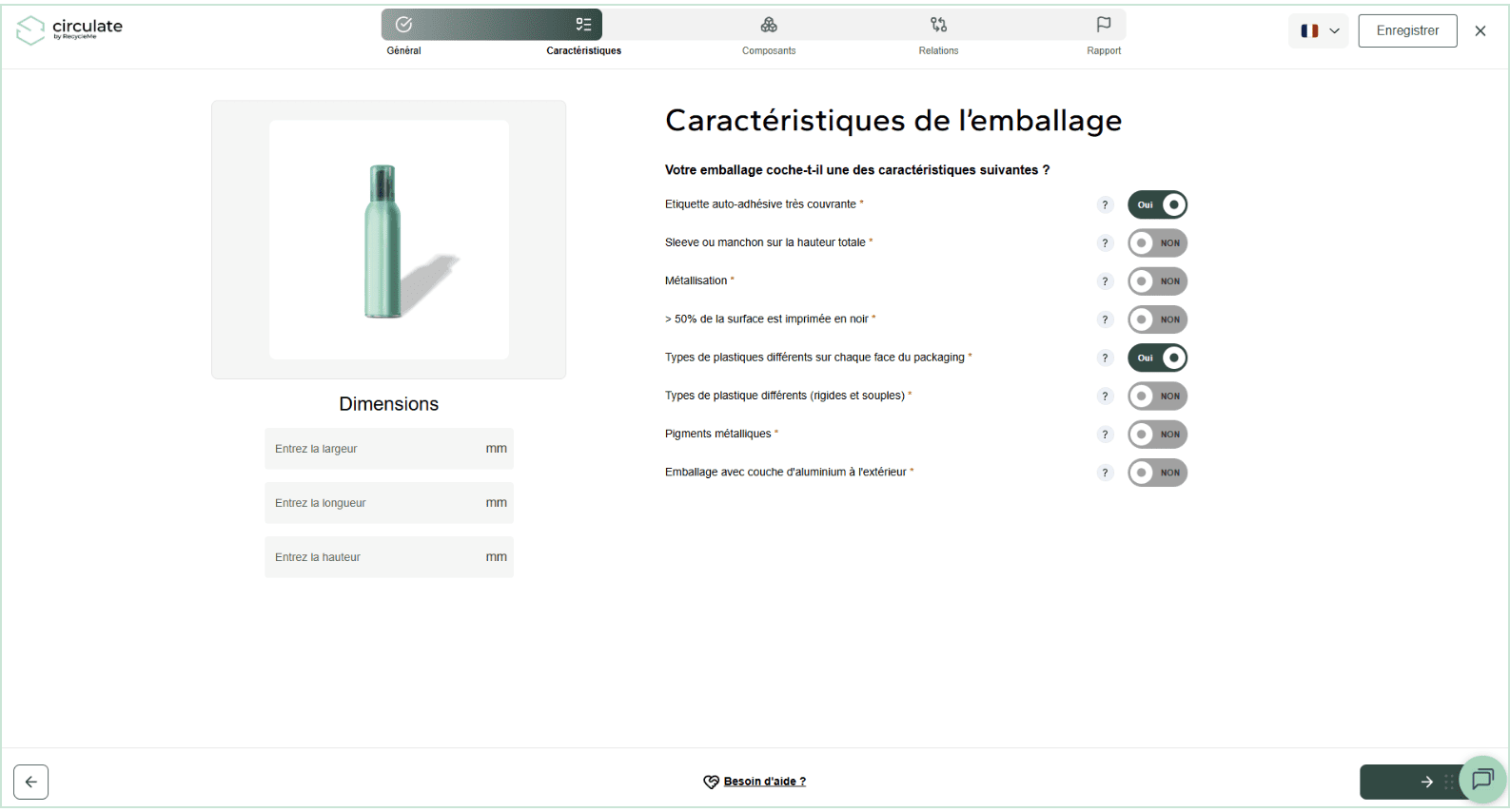 Circulate page caractéristiques de l'emballage