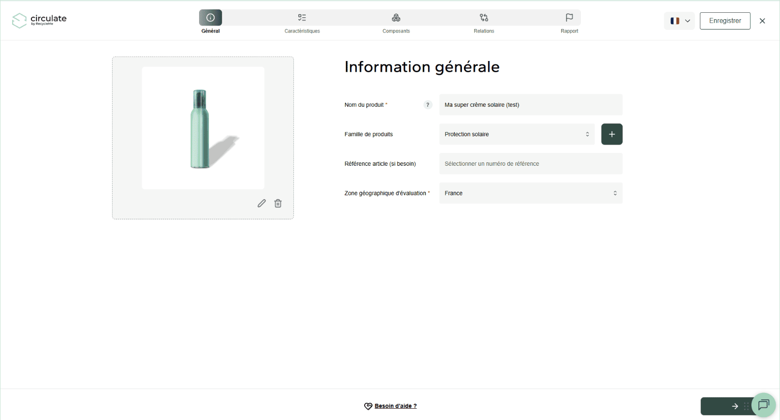 Evaluer votre emballage avec Circulate - page nom de l'emballage
