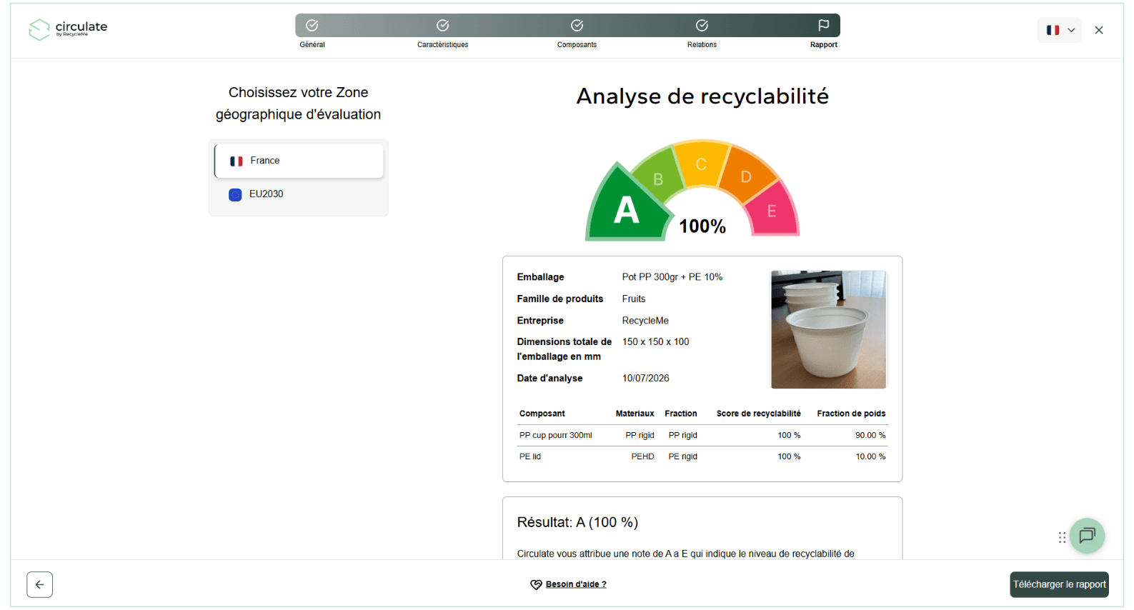 Page consultation des résultats Circulate